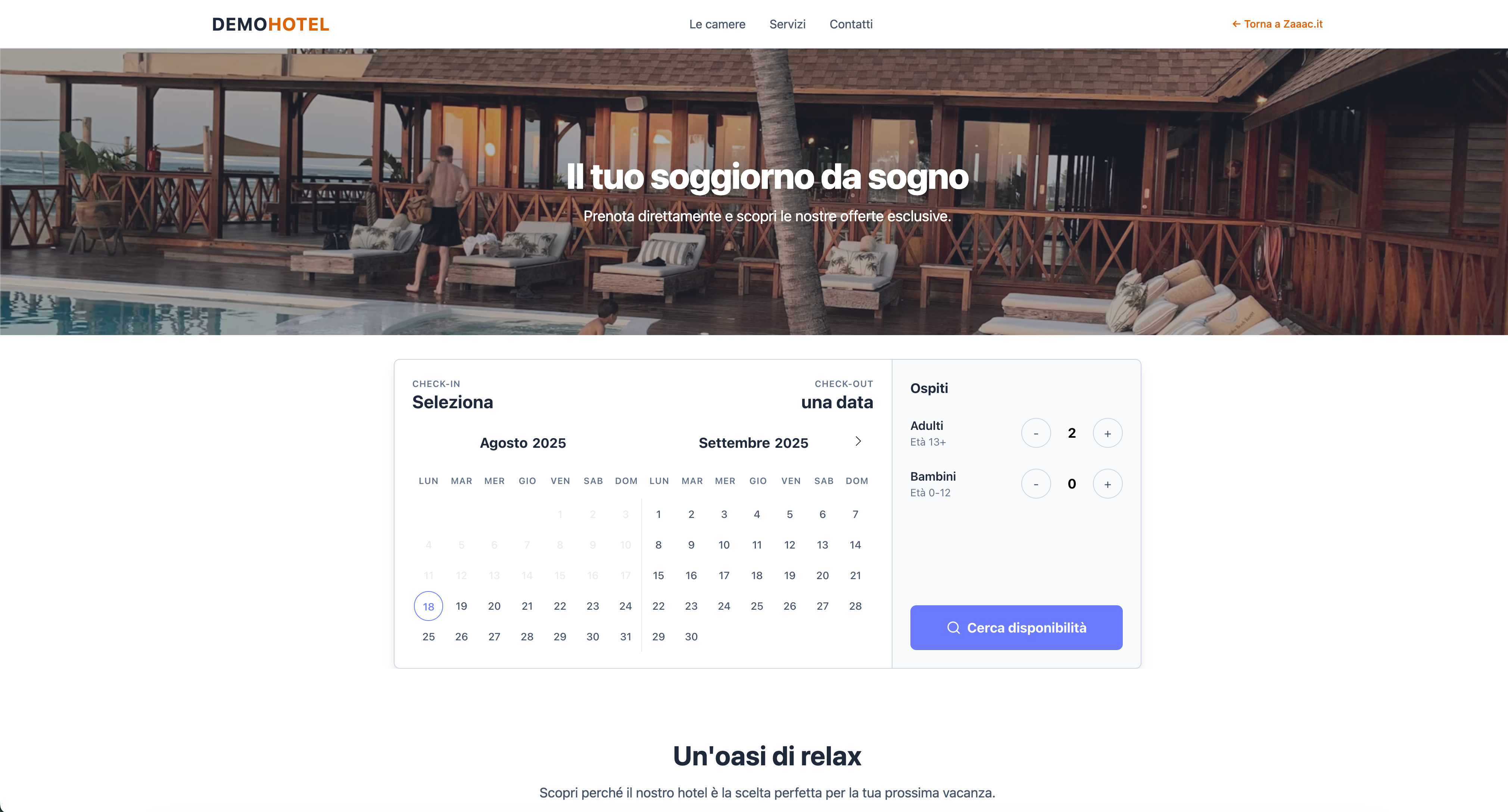 Widget di prenotazione Zaaac su un laptop